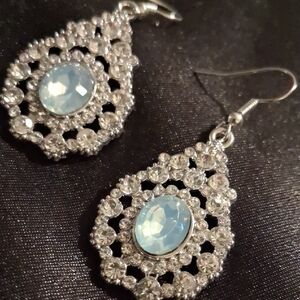 Elegant Silver and Blue Crystal Earrings